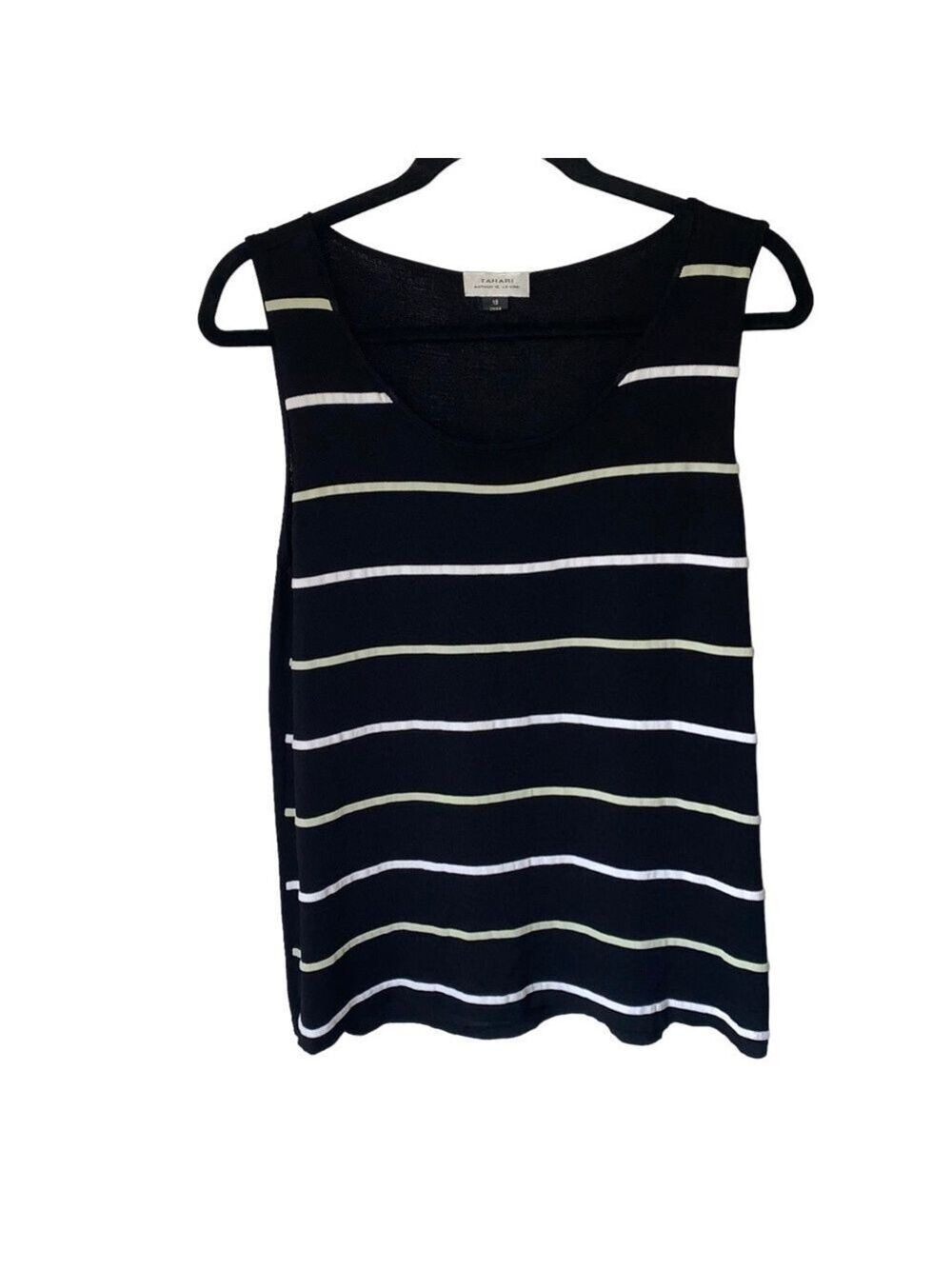 Tahari Arthur S. Levine Black Striped Sleeveless Tank Top Womens Size 18